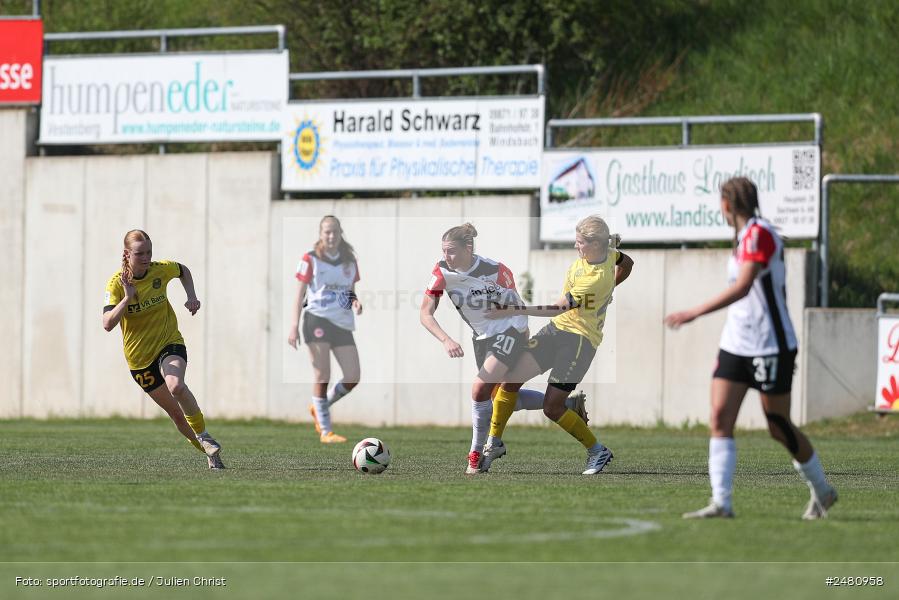 sport, action, Sportanlage Erlbachweg 9, Sachsen b. Ansbach, SVW, SV 67 Weinberg, SGE, Eintracht Frankfurt II, DFB, 22. Spieltag, 20.04.2025, 2. Frauen-Bundesliga - Bild-ID: 2480958 sport, action, Sportanlage Erlbachweg 9, Sachsen b. Ansbach, SVW, SV 67 Weinberg, SGE, Eintracht Frankfurt II, DFB, 22. Spieltag, 20.04.2025, 2. Frauen-Bundesliga - Bild-ID: 2480958