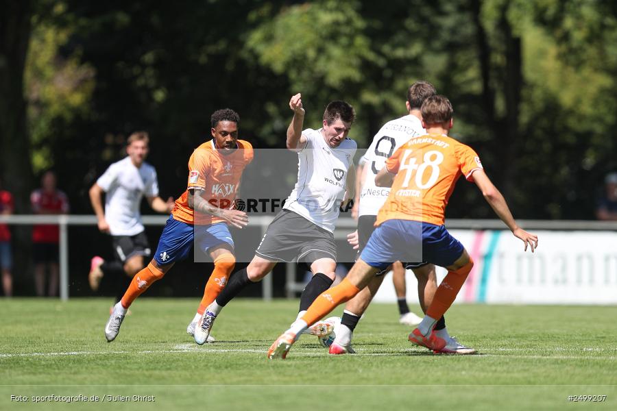 sport, action, SVD, SV Darmstadt 98, Regionalfreundschaftsspiele, Fussball, Fuhrmann Arena, Frammersbach, FCS, DFL, DFB, 3. Liga, 1. FC Schweinfurt 1905, 09.08.2025 - Bild-ID: 2499207