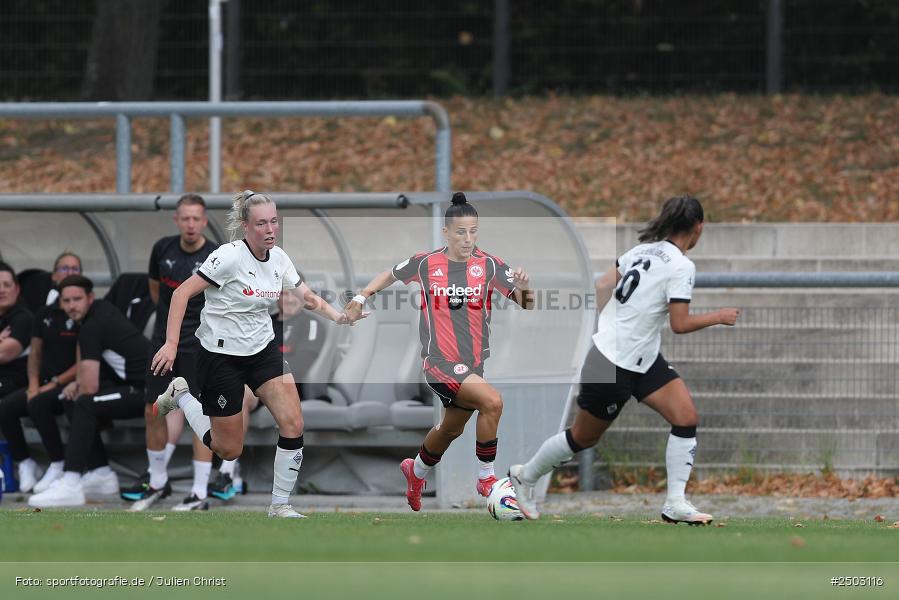 Stadion am Brentanobad, Frankfurt, 24.08.2025, sport, action, DFB, Fussball, 2. Frauen-Bundesliga, BGM, SGE, Borussia Mönchengladbach, Eintracht Frankfurt II - Bild-ID: 2503116