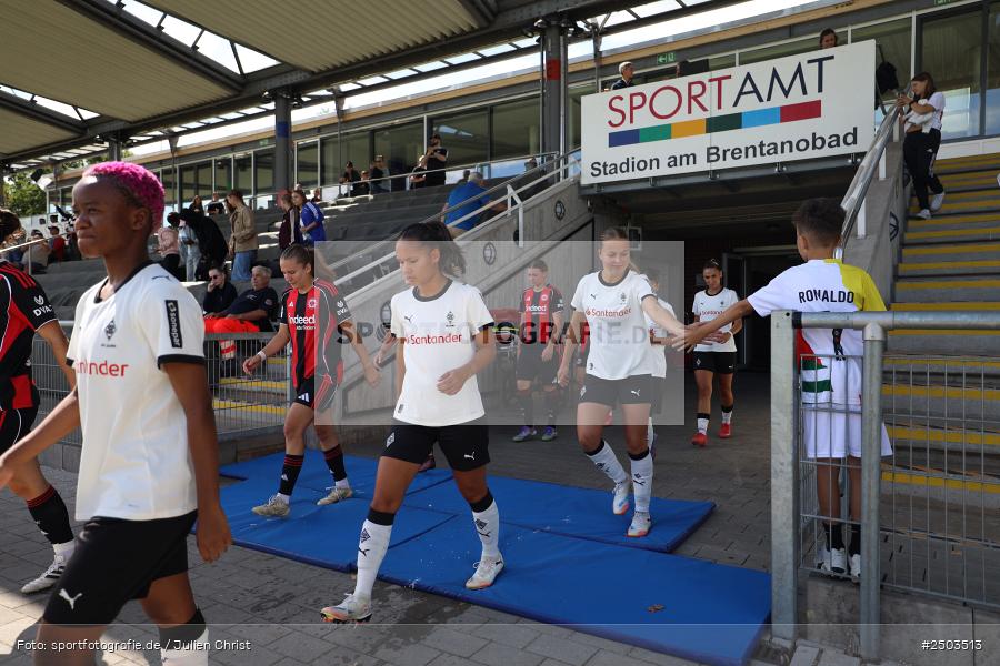 Stadion am Brentanobad, Frankfurt, 24.08.2025, sport, action, DFB, Fussball, 2. Frauen-Bundesliga, BGM, SGE, Borussia Mönchengladbach, Eintracht Frankfurt II - Bild-ID: 2503513