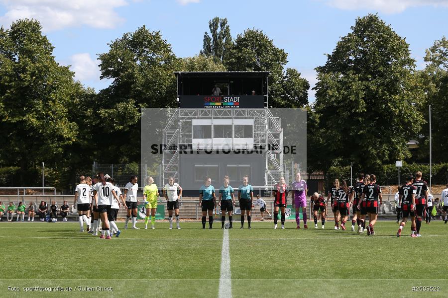 Stadion am Brentanobad, Frankfurt, 24.08.2025, sport, action, DFB, Fussball, 2. Frauen-Bundesliga, BGM, SGE, Borussia Mönchengladbach, Eintracht Frankfurt II - Bild-ID: 2503522