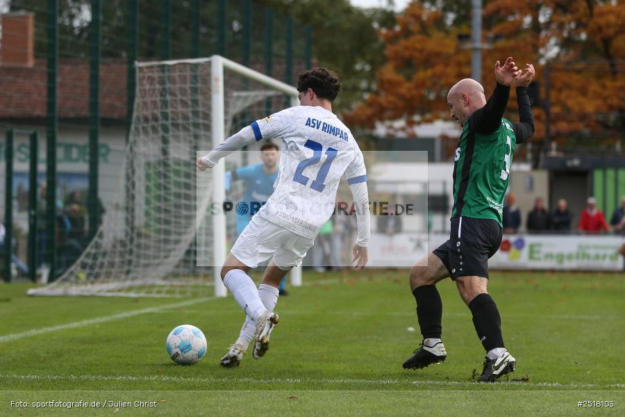 sport, action, TuS 1893 Aschaffenburg-Leider, TUS, Sportgelände Darmstädter Str. 100, Landesliga Nordwest, Fussball, BFV, Aschaffenburg, ASV Rimpar, ASV, 19.10.2025, 16. Spieltag - Bild-ID: 2518103