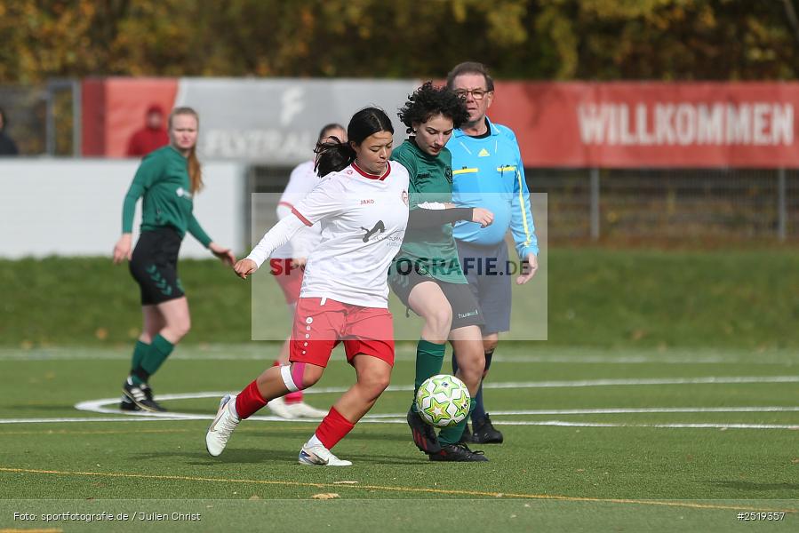 Sportpark Heuchelhof, Würzburg, 26.10.2025, sport, action, Fussball, BFV, 15. Spieltag, Bezirksoberliga Frauen, SV Veitshöchheim, FC Würzburger Kickers II - Bild-ID: 2519357