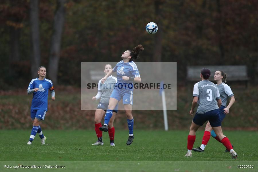 Sportgelände, Adelsberg, 02.11.2025, sport, action, Fussball, BFV, 8. Spieltag, Bezirksoberliga Frauen, DJK, FFC, DJK Stadelschwarzach, FFC Adelsberg-Karsbach - Bild-ID: 2520726